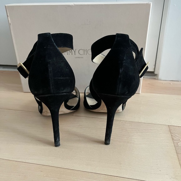 Jimmy Choo Lottie Sandal 100mm Black Suede - Picture 6 of 7